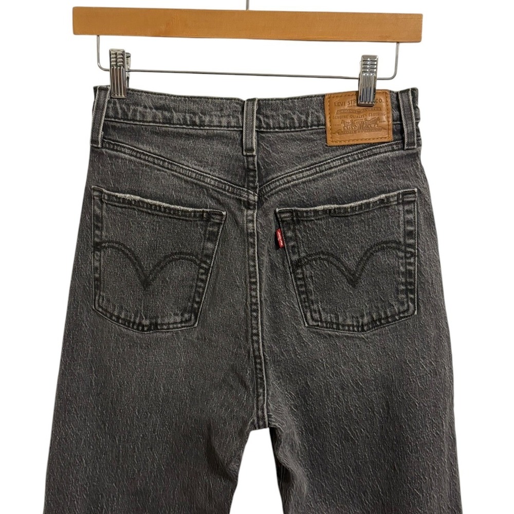 Levi's Ribcage Straight Ankle Jeans Black High Rise Button Fly Festival Boho 27 - Picture 14 of 15
